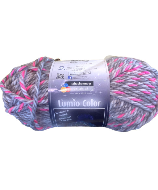 Filato Lana  Lumio Color 150gr-75mt ideale per cappelli Filo catarifrangente-Colore Mix Rosa Grigio