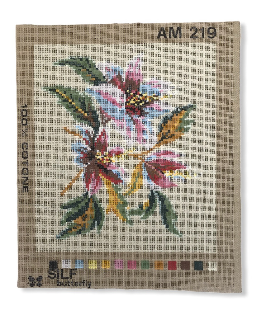 Canovaccio Quadro Per Ricamo Mezzo Punto con stampa 23,5x20cm/ca fiori