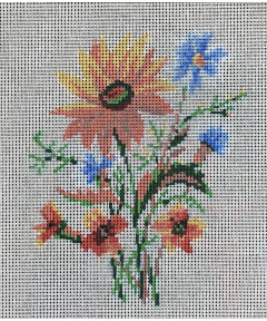 Canovaccio Quadro Per Ricamo Mezzo Punto 100%cotone 20,5x23,5cm/ca Fiori