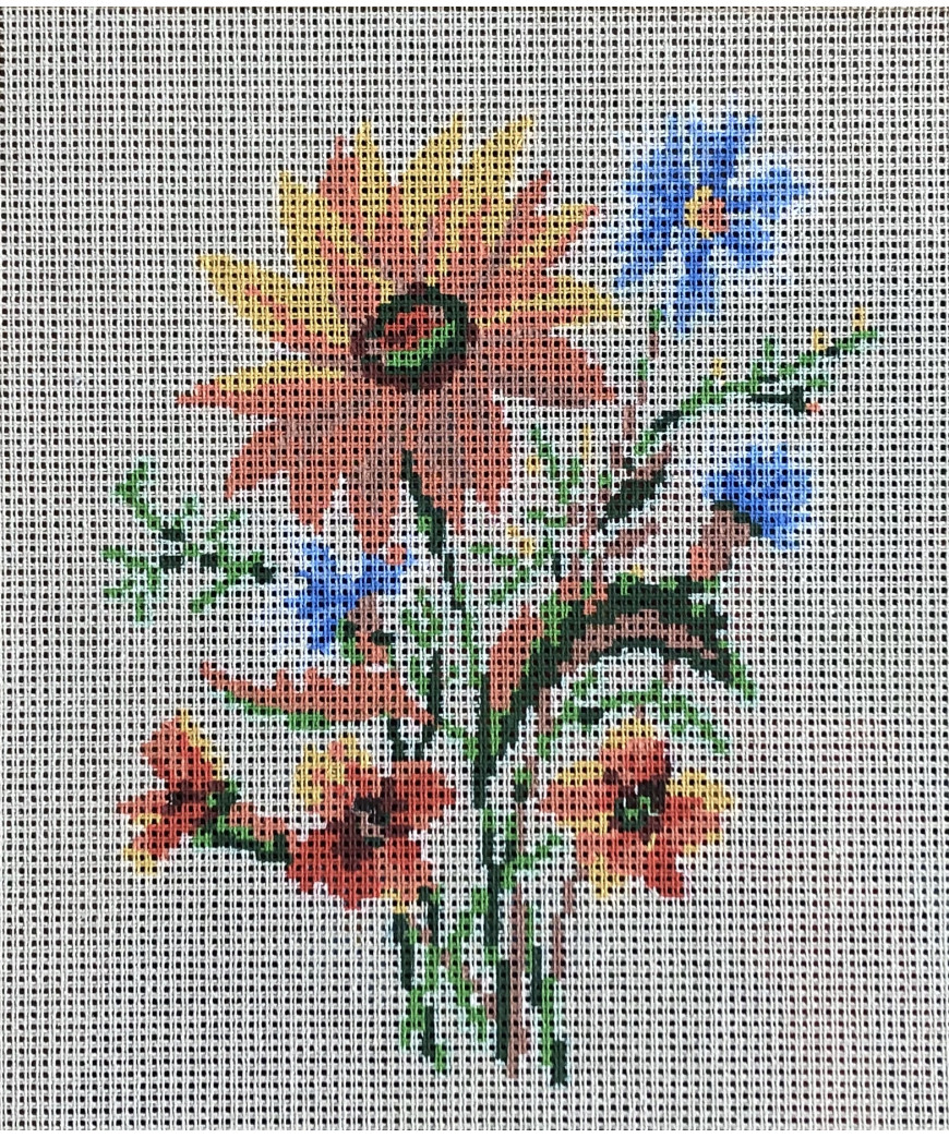 Canovaccio Quadro Per Ricamo Mezzo Punto 100%cotone 20,5x23,5cm/ca Fiori