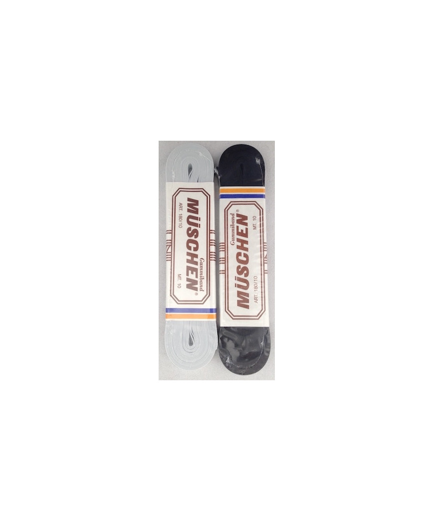 Elastico Gallone Muschen  Bianco/Nero 10mm - Mt10