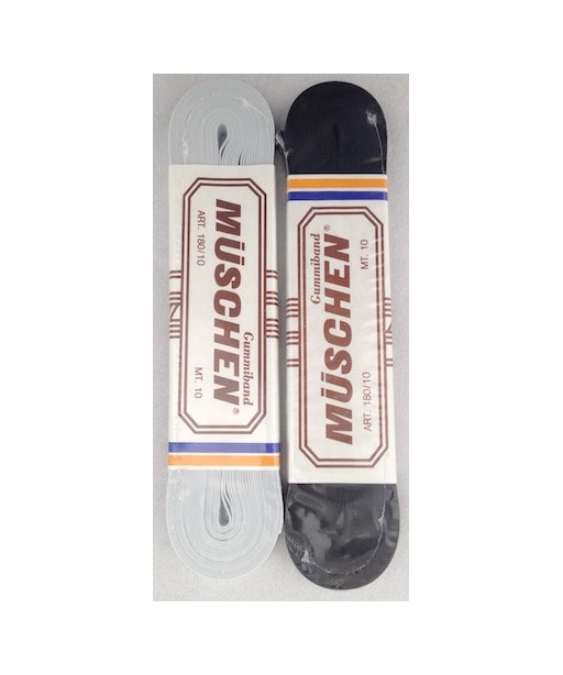Elastico Gallone Muschen Bianco/Nero 10mm - Mt10