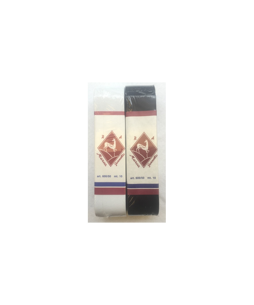 Elastico Gallone Gazzella Bianco/Nero 50mm - Mt10