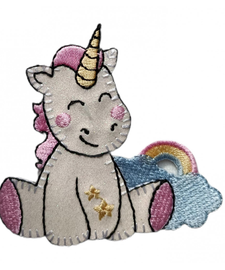 Applicazione Termoadesiva Unicorno glitter cm 6x7 ca