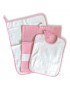Set Asilo Tre Pezzi bavaglino, asciugamano e sacchetto con tela aida , rosa