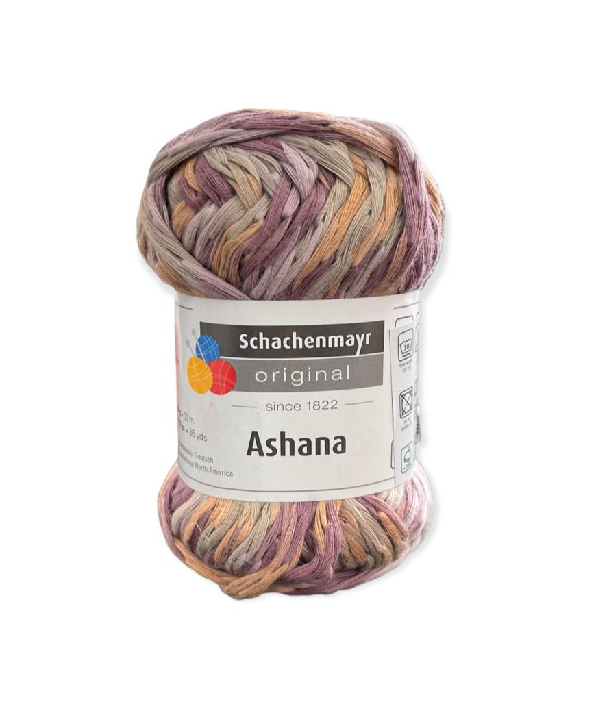 Gomitolo cotone Ashana 50gr, mix viola/beige N°82