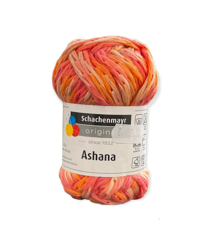 Gomitolo cotone Ashana 50gr, mix rosa/arancione N°81