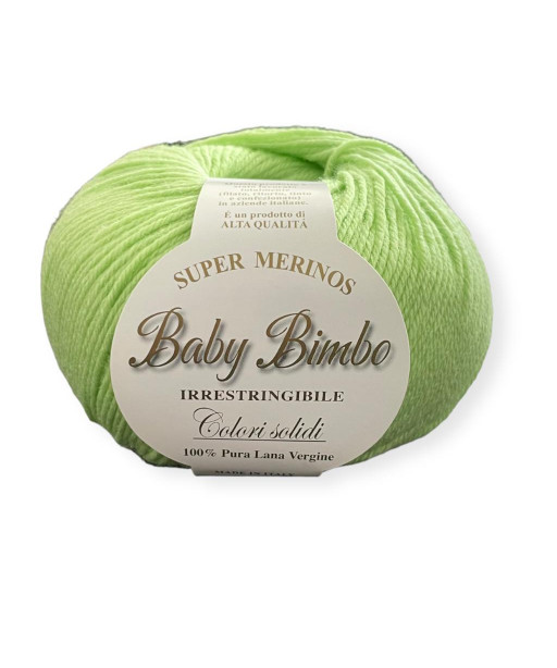 Filato Gomitolo lana Super Merinos Baby Bimbo 50g 200mt Colore Vere Chiaro n°129-Ferri Consigliati n°2,5/3,5