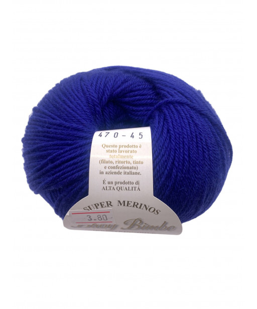 Filato Gomitolo lana Super Merinos Baby Bimbo 50g 200mt Colore Blu n°470 -Ferri Consigliati n°2,5/3,5