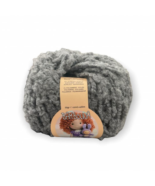 Gomitolo lana Bambolina 50gr, bouclè grigio n°843