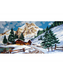 Canovaccio quadro per ricamo mezzo punto con stampa Paesaggio cm 60x40