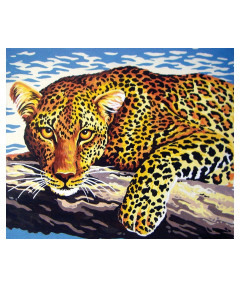 Canovaccio quadro per ricamo mezzo punto con stampa Leopardo cm 40x30