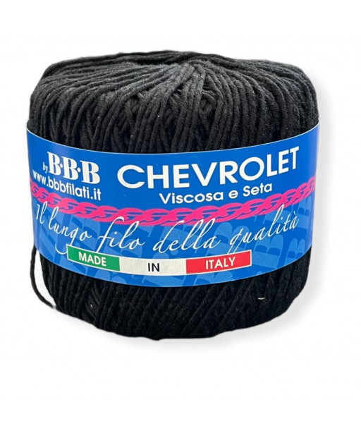 Gomitolo viscosa e seta Chevrolet, 50gr nero n°7