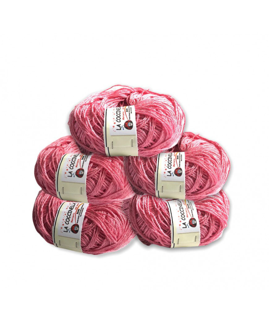 Gomitoli cotone "Cotonello" 50gr 190m c/a, confezione da 5 gomitoli, rosa