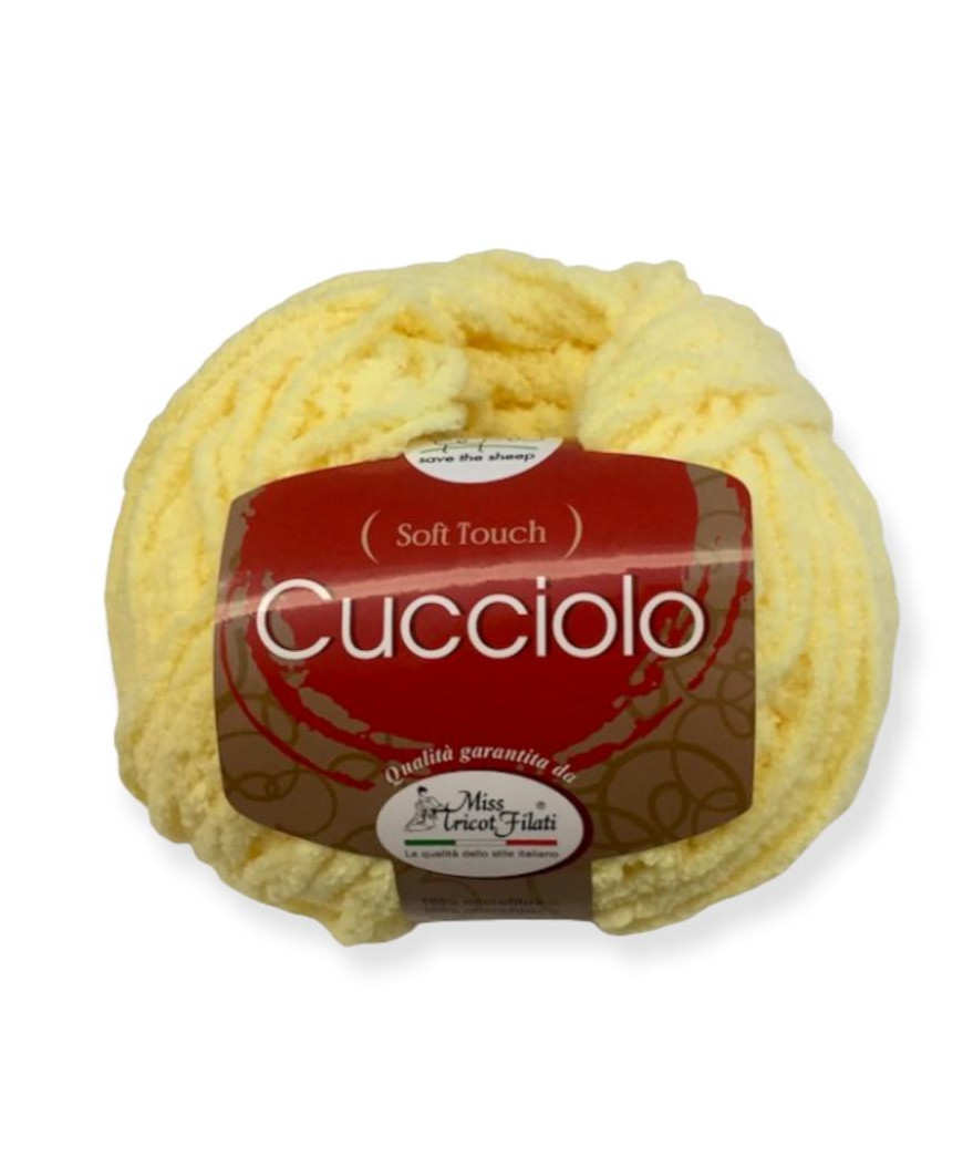 Filato Gomitolo "Cucciolo" 50gr,85mt  100%Microfibra Colore Giallo n°08-Ferri consigliati n° 6-6,5