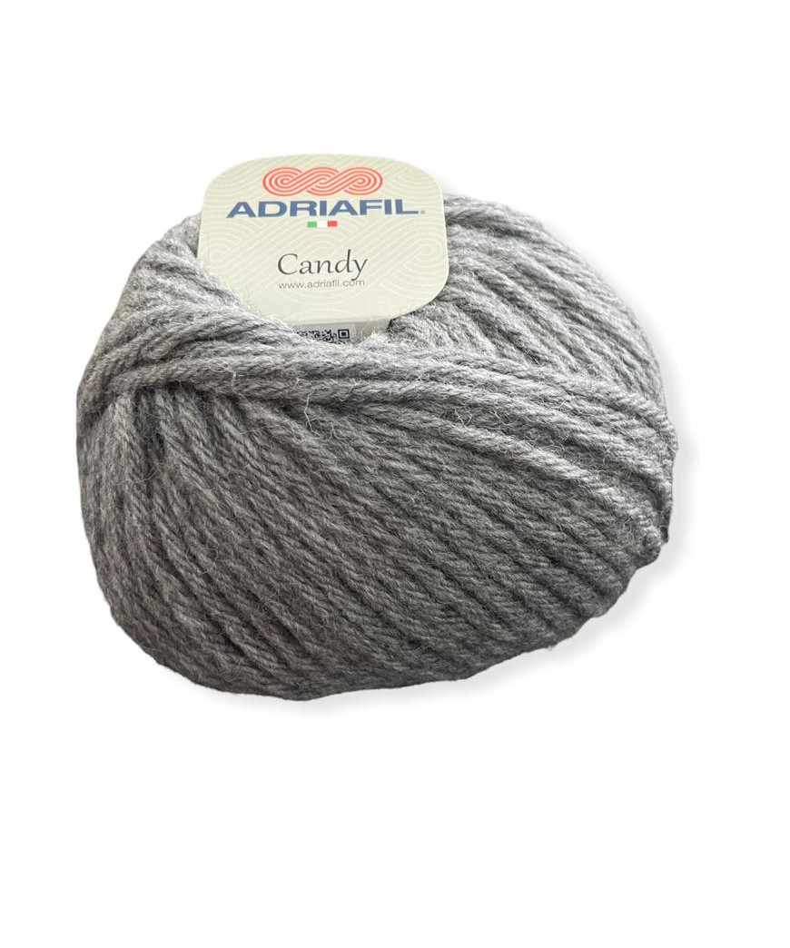 Gomitolo lana Adriafil Candy 100gr 100mt Colore Grigio Scuro n°37-Ferri Consigliato n°9