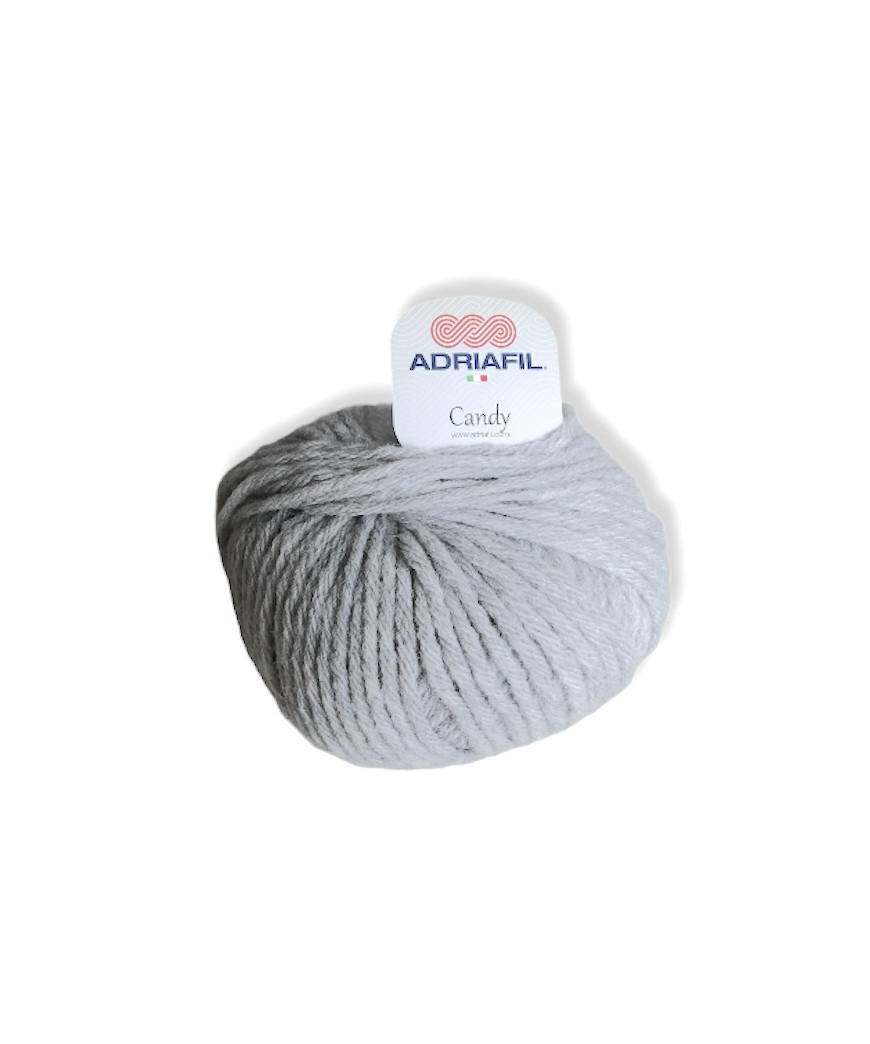 Gomitolo lana Adriafil Candy 100gr 100mt Colore Grigio Chiaro n°74-Ferri Consigliato n°9