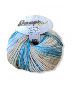 Gomitolo Decapè Color 100% cotone pima, 100g, mix azzurro n°7