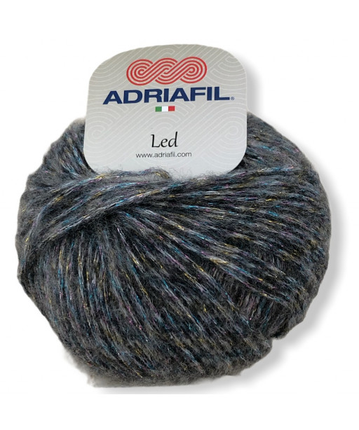 Gomitolo lana Adriafil Led 50gr 185mt Colore mix Grigio lurex n°25 Ferri Consigliati n° 4