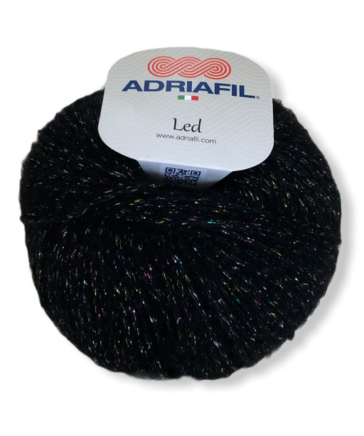 Gomitolo lana Adriafil Led 50gr 185mt Colore mix nero lurex n°29 Ferri Consigliati n° 4