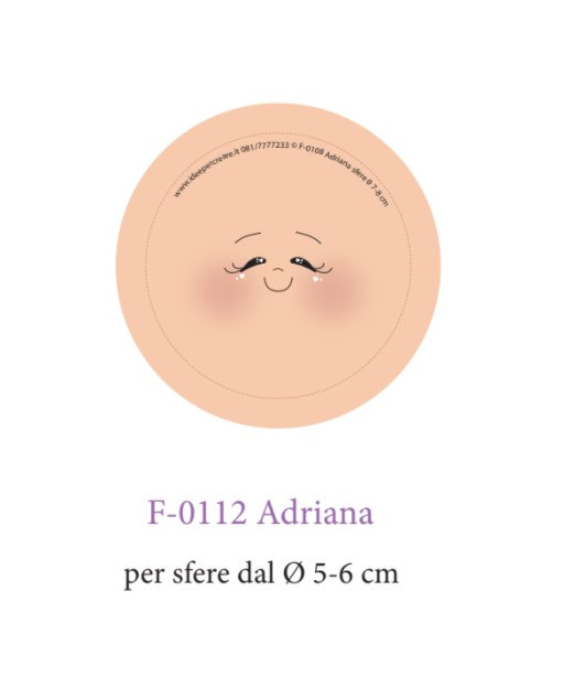 Faccina Adriana Cm 8,5 Occhini Chiusi Per Sfere 4 cm