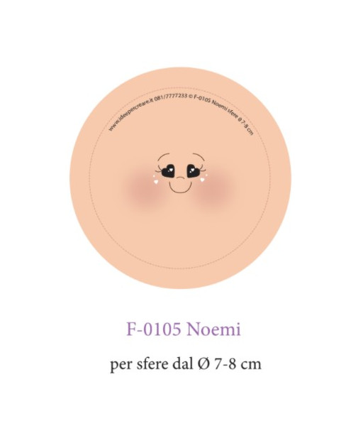 Faccina Noemi Cm13 Occhini a Cuore Per Sfere 5-6 cm