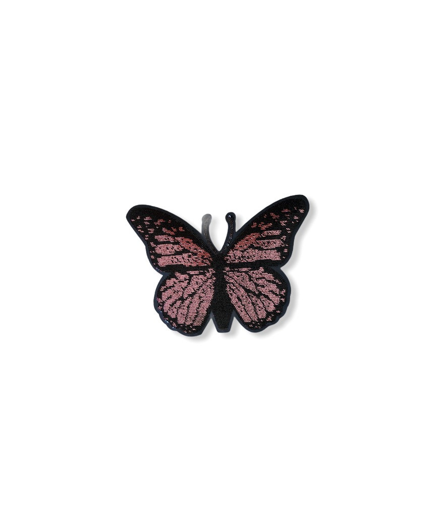 Applicazione termoadesiva farfalla 17x13cm/ca, strass Rosa