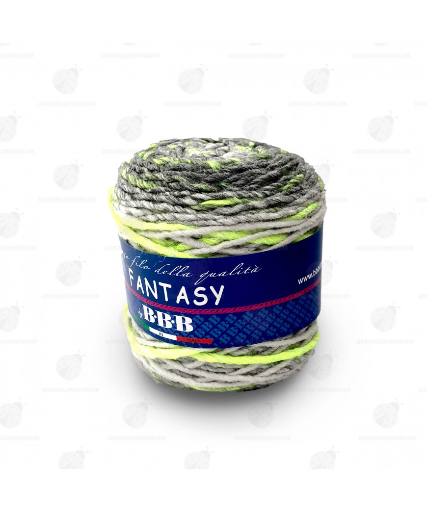 Gomitolo Lana Fantasy 150gr Mix Giallo Fluo/Grigio/Grigio Chiaro n°25