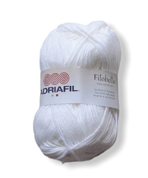 Filato Gomitolo Filobello 50gr 150mt-Colore Bianco °02 Ferri consigliati n°4