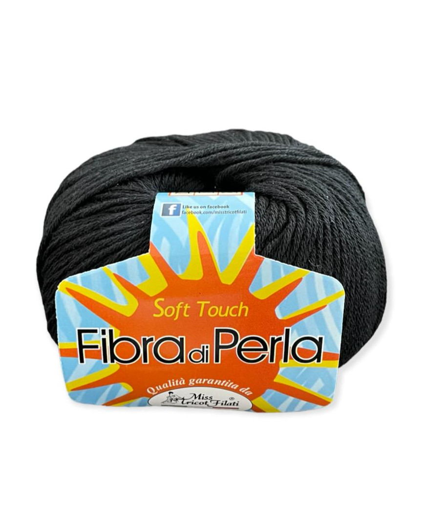 Gomitolo Cotone Soft Touch Fibra di Perla, nero n°19