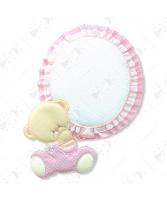Fiocco nascita orso con palloncino con tela aida da ricamo 27x32cm/ca, rosa
