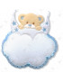 Fiocco nascita orso con luna e nuvola con tela aida da ricamo 28x28cm/ca, azzurro