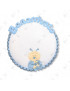 Fiocco nascita tondo “ben arrivato” con tela aida da ricamo Ø 31cm, Azzurro