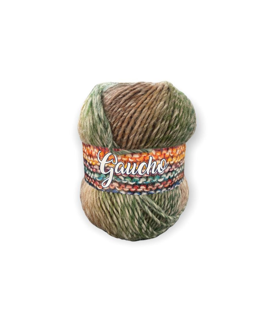 Gomitolo lana Gaucho 150gr, mix verde/marrone n°262