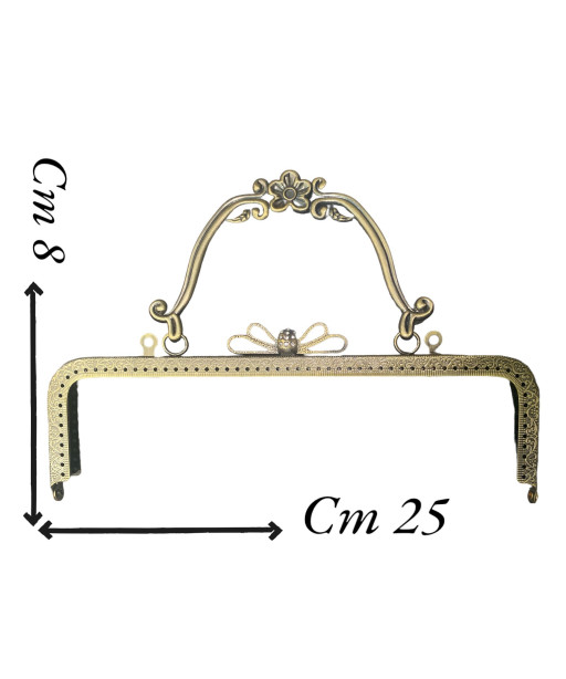 Chiusura Clic Clac Per Borse e Borsellini Colore Ottone cm 25x8caModello Fiore