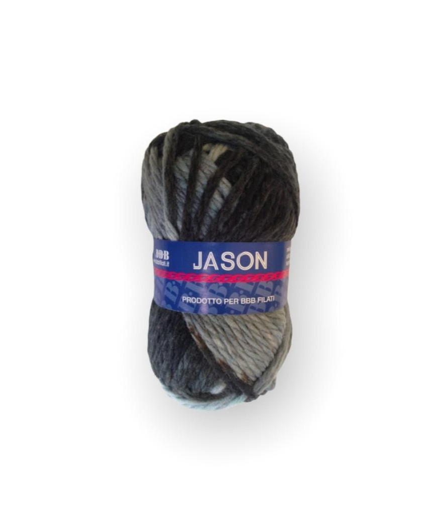 Gomitolo lana Jason 100gr, grigio/nero n°91