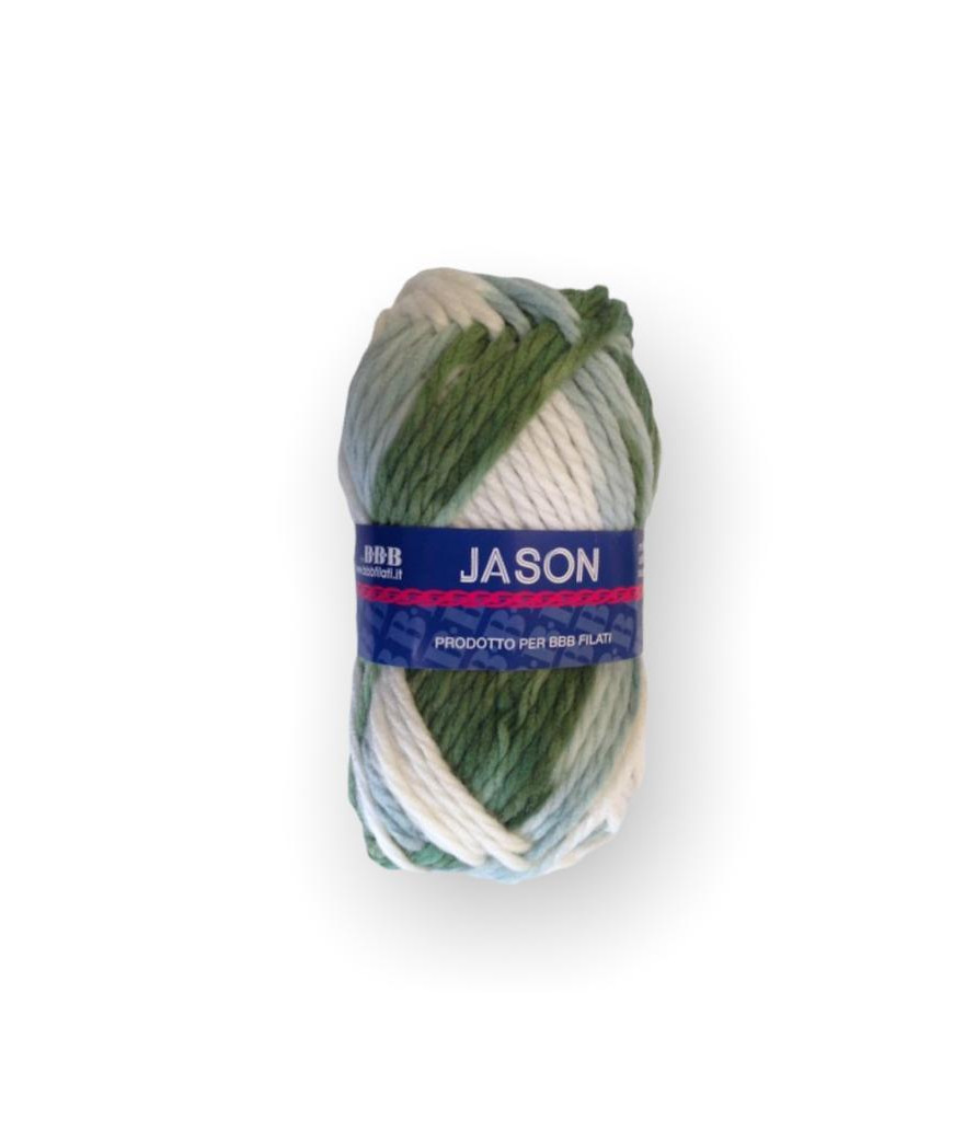 Gomitolo lana Jason 100gr, bianco/verde n°90