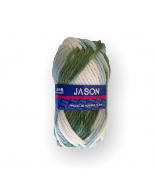 Gomitolo lana Jason 100gr, bianco/verde n°90