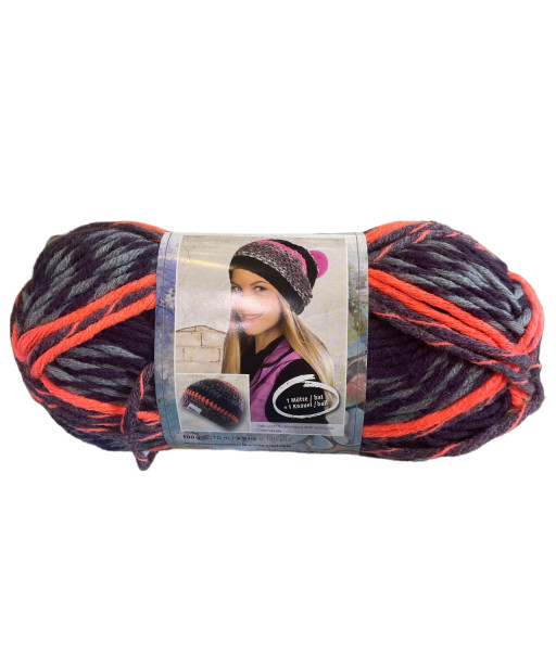 Filato Gomitolo lana Boston 100 gr-110mt mix Viola/Arancio n°00086 -Ideale per Cappelli