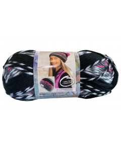 Filato Gomitolo lana Boston 100 gr-110mt mix Nero/Fuxia n°00087-Ideale per Cappelli