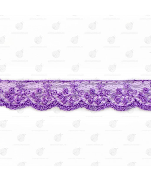 Pizzo in Tulle h 3cm Viola 13,7mt
