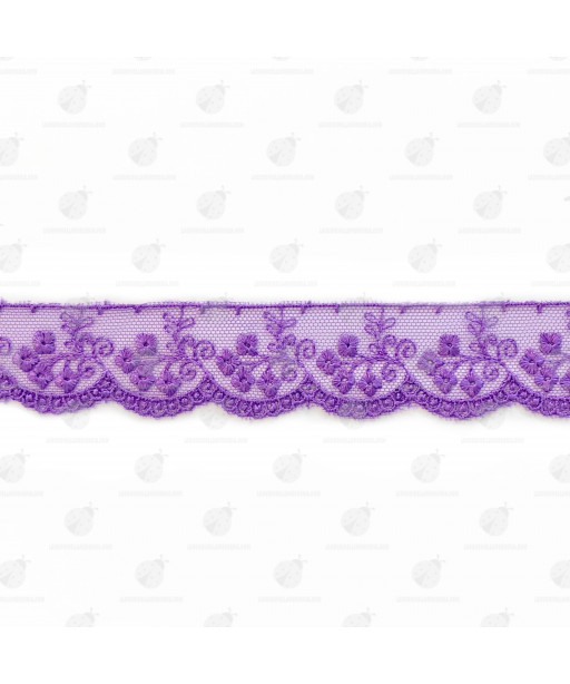 Pizzo in Tulle h 3cm Viola 13,7mt