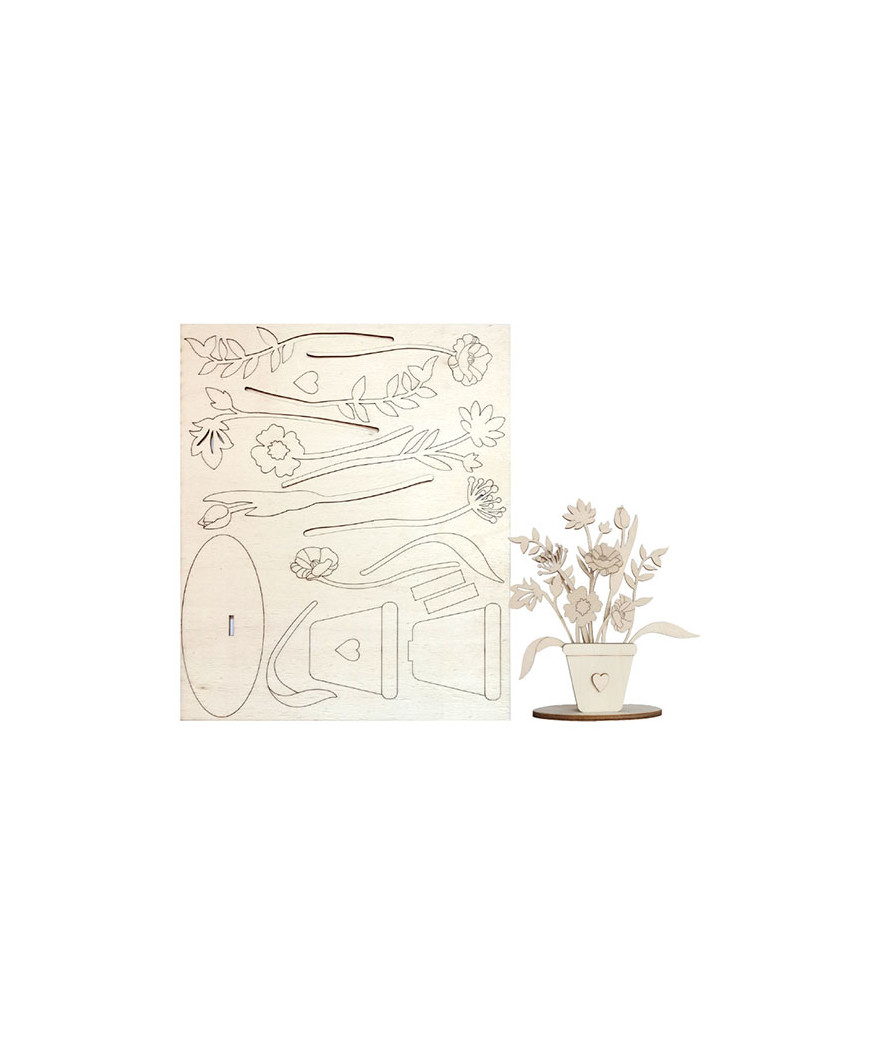 Renkalik vaso con fiori a stelo 3D 25x32cm