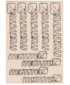 Renkalik scritta mamma in legno di varei misure