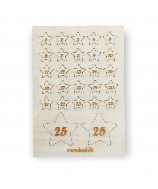Renkalik decorazione di natale in legno, stelline calendario avvento 1,5cm spessore 3mm