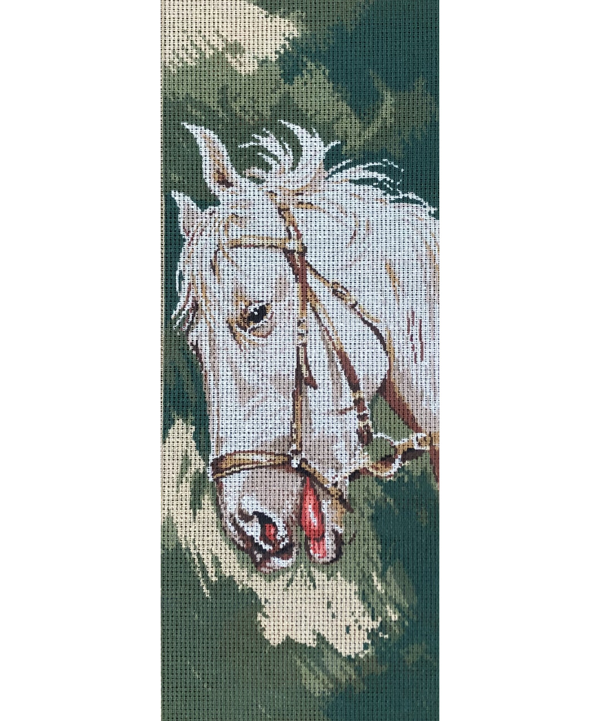 Canovaccio Quadro Per Ricamo Mezzo Punto 100%cotone 16x42cm/ca Cavallo