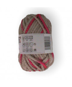 Gomitolo lana LOVA 50gr, n°81 BEIGE FUXIA FLUO