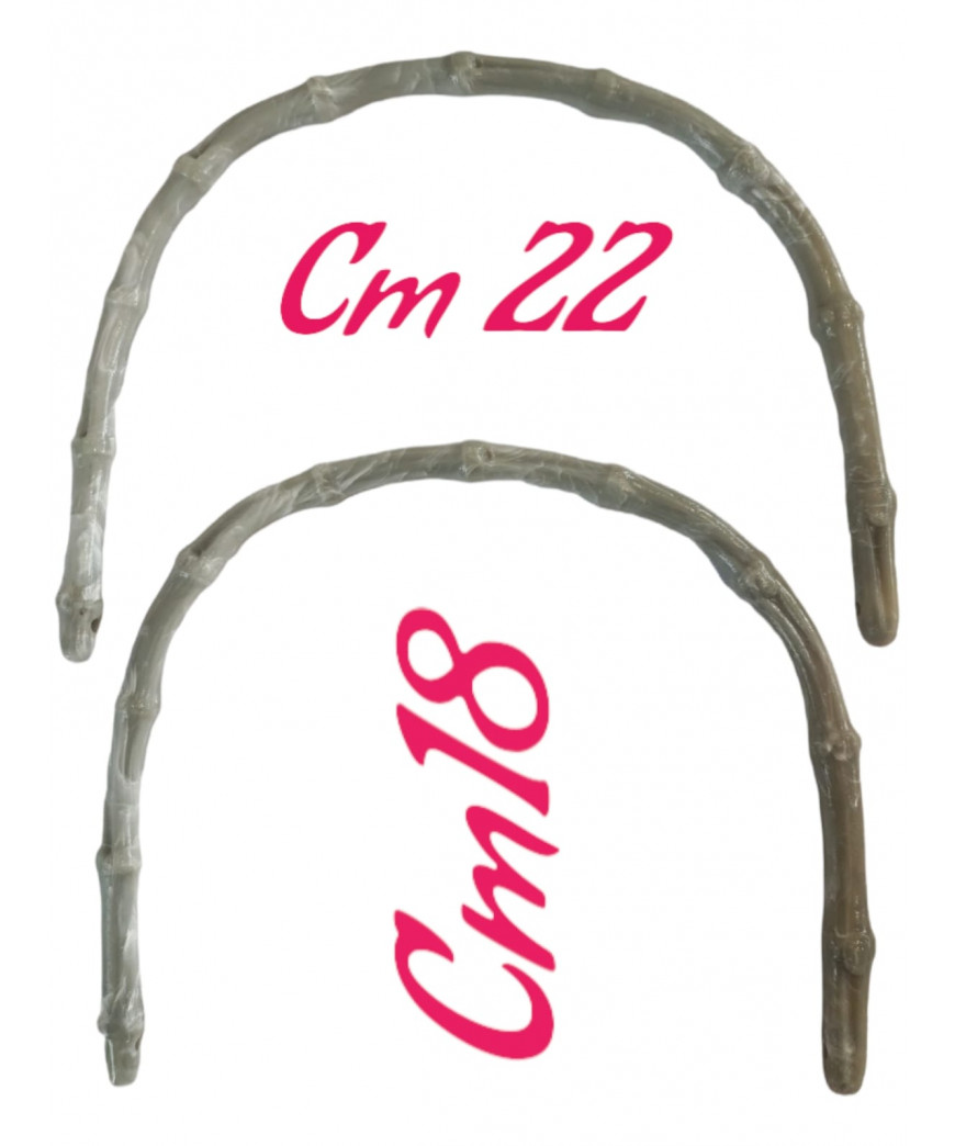 Coppia Manici  Per Borse Bamboo In PVC Misura CM 18X22 Ø CM1 Colore Tartaruga