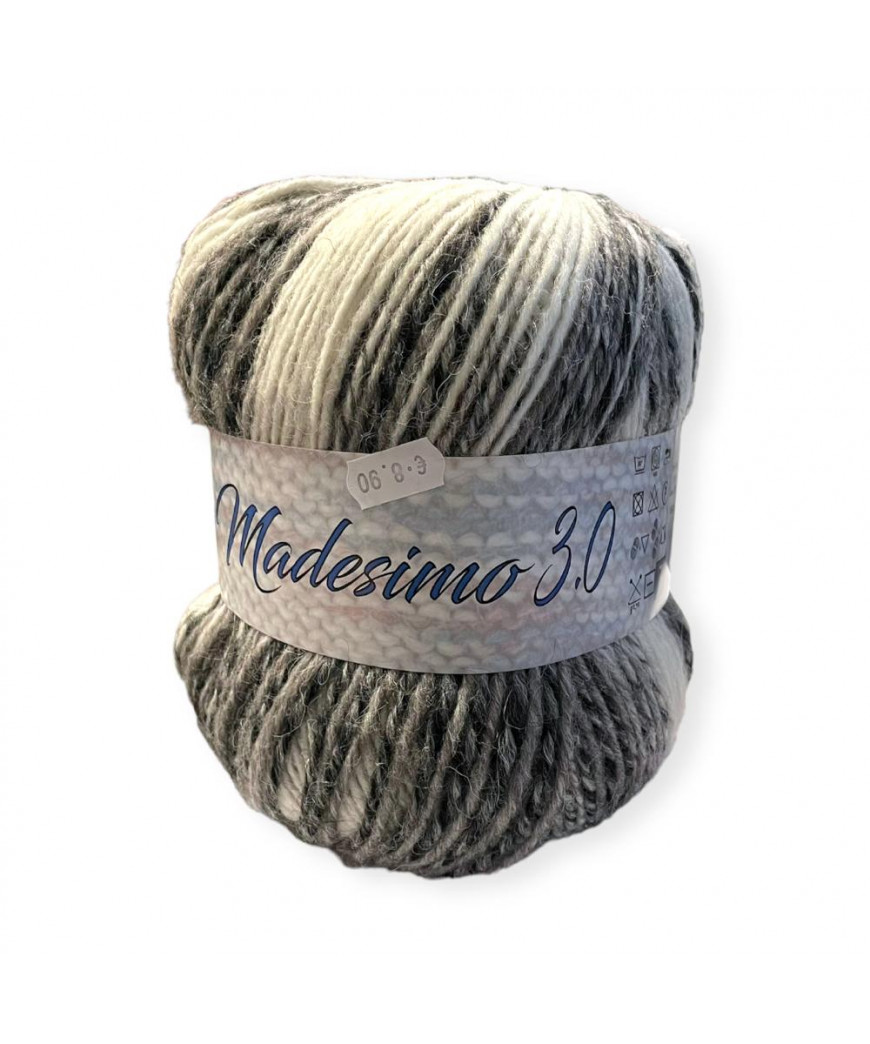 Gomitolo lana Madesimno 3.0 Silke 150g mix bainco/grigio n°50