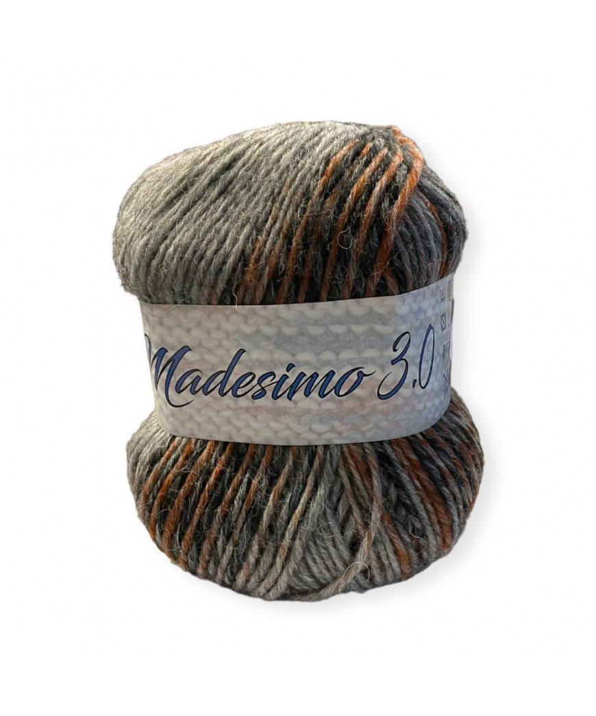 Gomitolo lana Madesimno 3.0 Silke 150g mix grigtio/marrone n°54